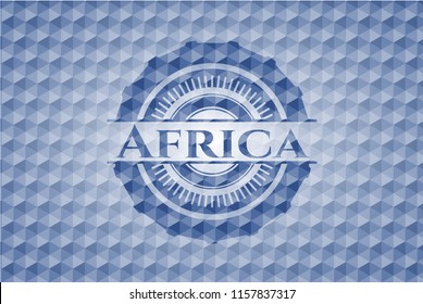 Africa blue emblem with geometric background.