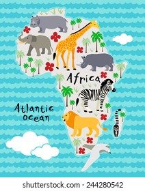 Africa cartoon animal map