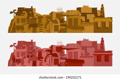 Africa city background - vector illustration