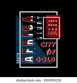 africa city of gold typography tee shirt design, vector illustration for printing 