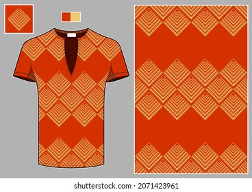 Africa clothes design, Man casual short sleeve shirt, tribe seamless pattern, abstract art and background, fashion artwork for print, vector file eps10.