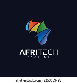 Africa Colorful Tech Logo digital design Illustration