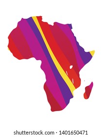 Africa colorful vector map silhouette