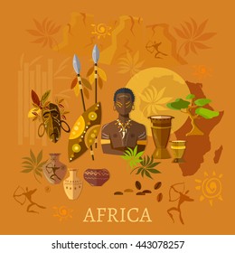 Africa concept african traditions and culture tribes of Africa vector illustration 