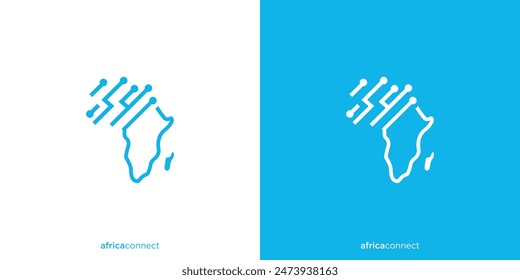 Africa Connect Logo Design. Africa Circuit Data Technology Logo, Icon, Symbol, Vector, Design Template.