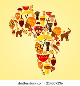 Africa continent jungle ethnic tribe travel concept vector illustration