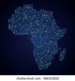 Africa continent map made from binary code numbers.
