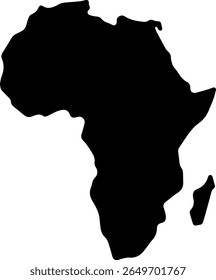África Mapa de Continente Silhueta Preto Vetor Contorno