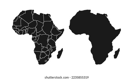 Mapa vector del continente africano. Mapa de África. Icono, logotipo, banner, fondo o cualquier contenido que utilice un tema de mapa del continente africano.