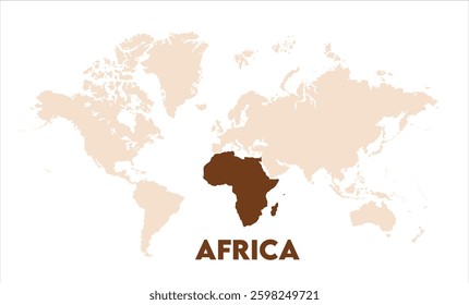 Africa continent map-08, Map of Africa, highlighted on the world map, Africa on the world map, Satellite view, Africa's location on the globe.