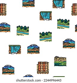 Africa Continent Nation Treasure Vector Seamless Pattern Thin Line Illustration