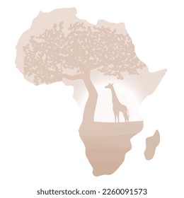 africa continent silhouette with landscape
