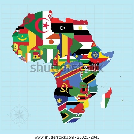 Africa continent Vector illustration of flag map