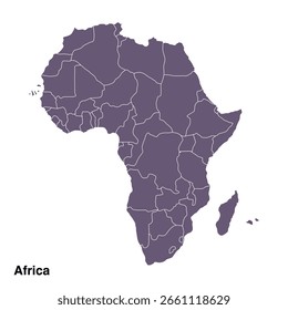 Mapa vetorial do continente africano isolado sobre um fundo transparente