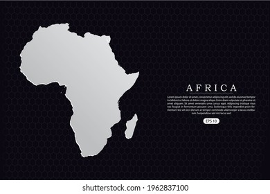 Africa Continental Map- World Map International vector template with Gray Color isolated on hexagon background - Vector illustration eps 10