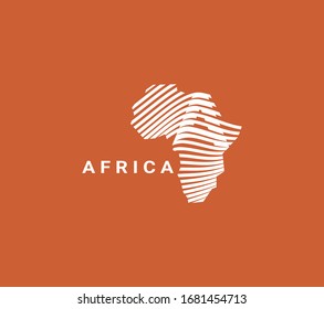 Africa contour consisting of lines with letter A inside. Design illustration template.