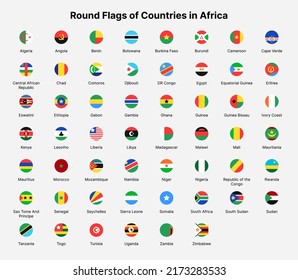 Africa countries flags. Round flags of countries in Africa.