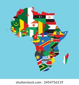 Africa country map with flag vector