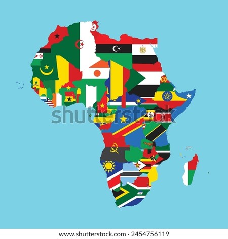 Africa country map with flag vector