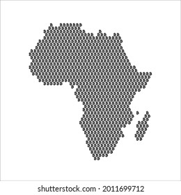 Africa country map made with bitcoin crypto currency logo