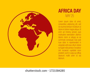 Africa day 25 may globe banner. Decorative map of Africa continent silhouette. Vector illustration