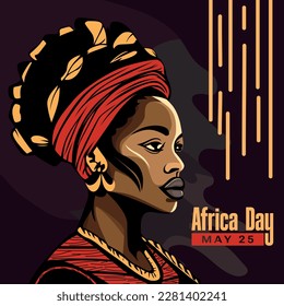 Africa day black women flat vector illustrtion 