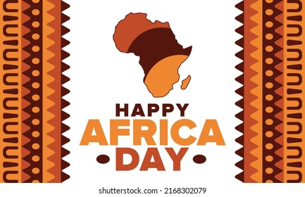 Africa Day. Happy African Freedom Day and Liberation Day. Celebrate annual on the African continent and around the world. African pattern. Poster, card, banner and background. Vector illustration