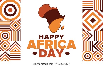 Africa Day. Happy African Freedom Day and Liberation Day. Celebrate annual on the African continent and around the world. African pattern. Poster, card, banner and background. Vector illustration