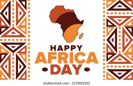 Africa Day. Happy African Freedom Day and Liberation Day. Celebrate annual on the African continent and around the world. African pattern. Poster, card, banner and background. Vector illustration