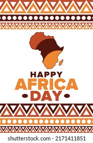 Africa Day. Happy African Freedom Day And Liberation Day. Celebrate Annual On The African Continent And Around The World. African Pattern. Poster, Card, Banner And Background. Vector Illustration