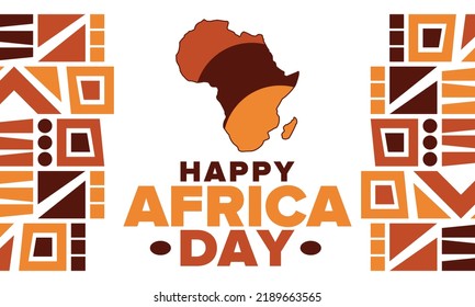 Africa Day. Happy African Freedom Day and Liberation Day. Celebrate annual on the African continent and around the world. African pattern. Poster, card, banner and background. Vector illustration