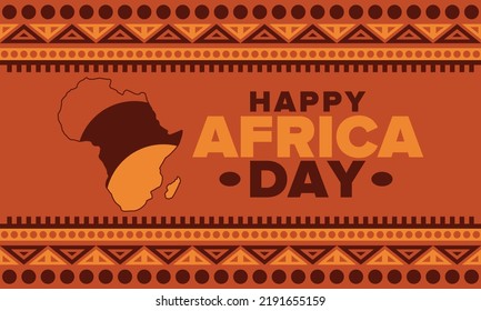 Africa Day. Happy African Freedom Day and Liberation Day. Celebrate annual on the African continent and around the world. African pattern. Poster, card, banner and background. Vector illustration