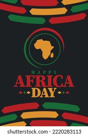 Africa Day. Happy African Freedom Day and Liberation Day. Celebrate annual on the African continent and around the world. African pattern. Poster, card, banner and background. Vector illustration