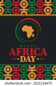 Africa Day. Happy African Freedom Day and Liberation Day. Celebrate annual on the African continent and around the world. African pattern. Poster, card, banner and background. Vector illustration