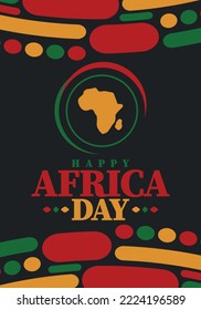 Africa Day. Happy African Freedom Day and Liberation Day. Celebrate annual on the African continent and around the world. African pattern. Poster, card, banner and background. Vector illustration
