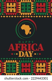 Africa Day. Happy African Freedom Day and Liberation Day. Celebrate annual on the African continent and around the world. African pattern. Poster, card, banner and background. Vector illustration