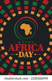 Africa Day. Happy African Freedom Day and Liberation Day. Celebrate annual on the African continent and around the world. African pattern. Poster, card, banner and background. Vector illustration