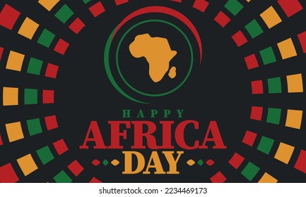 Africa Day. Happy African Freedom Day and Liberation Day. Celebrate annual on the African continent and around the world. African pattern. Poster, card, banner and background. Vector illustration