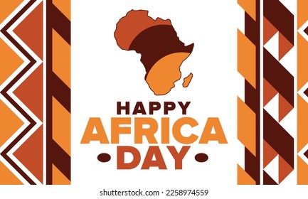 Africa Day. Happy African Freedom Day and Liberation Day. Celebrate annual on the African continent and around the world. African pattern. Poster, card, banner and background. Vector illustration