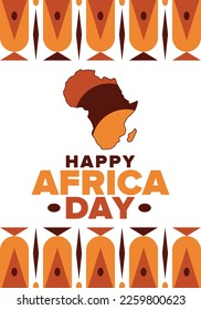 Africa Day. Happy African Freedom Day and Liberation Day. Celebrate annual on the African continent and around the world. African pattern. Poster, card, banner and background. Vector illustration