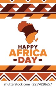 Africa Day. Happy African Freedom Day and Liberation Day. Celebrate annual on the African continent and around the world. African pattern. Poster, card, banner and background. Vector illustration