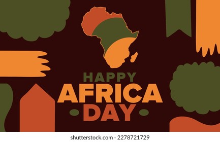 Africa Day. Happy African Freedom Day and Liberation Day. Celebrate annual on the African continent and around the world. African pattern. Poster, card, banner and background. Vector illustration