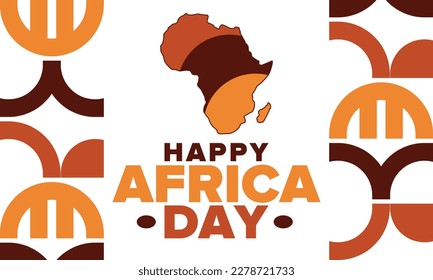 Africa Day. Happy African Freedom Day and Liberation Day. Celebrate annual on the African continent and around the world. African pattern. Poster, card, banner and background. Vector illustration