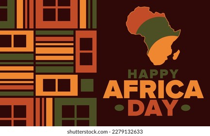 Africa Day. Happy African Freedom Day and Liberation Day. Celebrate annual on the African continent and around the world. African pattern. Poster, card, banner and background. Vector illustration