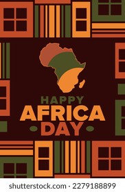 Africa Day. Happy African Freedom Day and Liberation Day. Celebrate annual on the African continent and around the world. African pattern. Poster, card, banner and background. Vector illustration