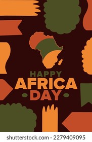 Africa Day. Happy African Freedom Day and Liberation Day. Celebrate annual on the African continent and around the world. African pattern. Poster, card, banner and background. Vector illustration