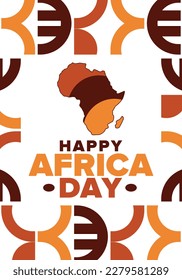 Africa Day. Happy African Freedom Day and Liberation Day. Celebrate annual on the African continent and around the world. African pattern. Poster, card, banner and background. Vector illustration