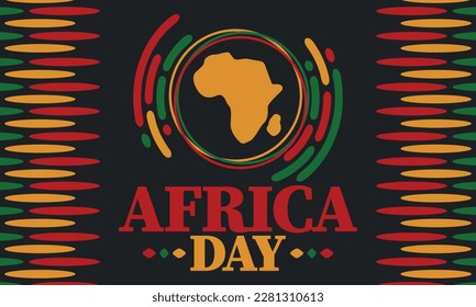 Día de África. Feliz Día Africano de la Libertad y Día de la Liberación. Celebrar anualmente en el continente africano y alrededor del mundo. Patrón africano. Cartel, tarjeta, cartel y fondo. Ilustración del vector