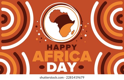 Africa Day. Happy African Freedom Day and Liberation Day. Celebrate annual on the African continent and around the world. African pattern. Poster, card, banner and background. Vector illustration