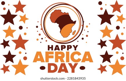 Africa Day. Happy African Freedom Day and Liberation Day. Celebrate annual on the African continent and around the world. African pattern. Poster, card, banner and background. Vector illustration